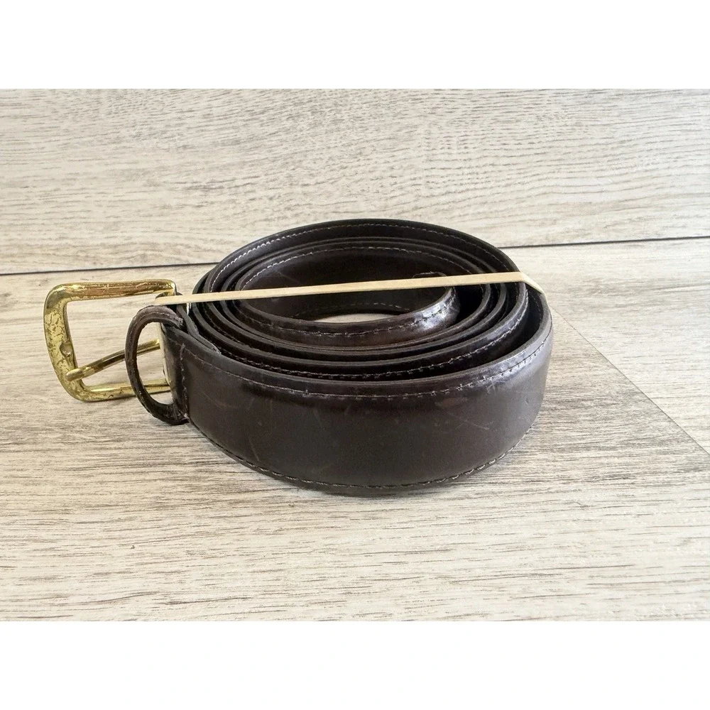 Haggar Black Label Genuine Leather‎ Dress Belt - Men's Size 50 Brown Gold Buckle